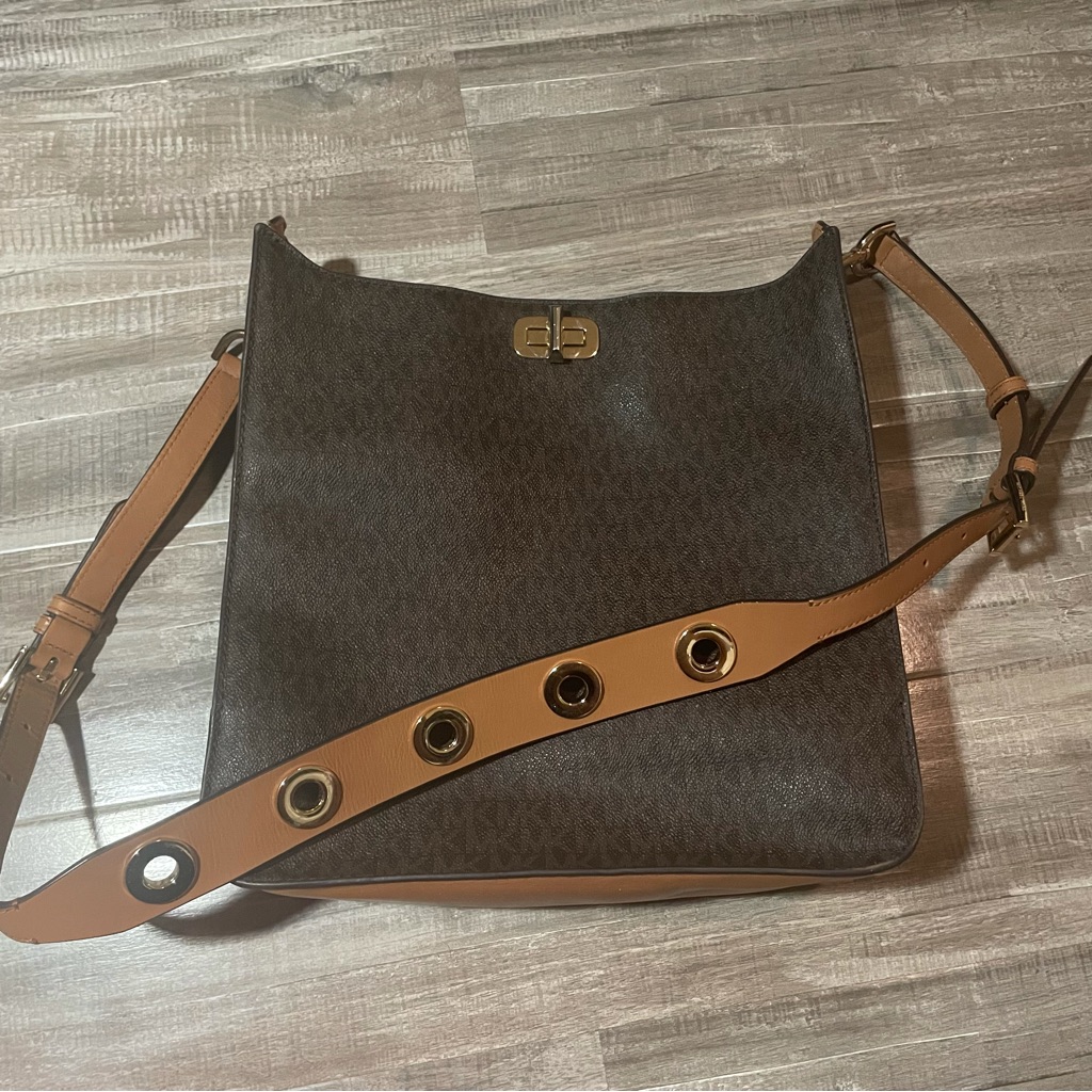 Michael Kors Beautiful Brown Gold Crossbody Bag With Dust Bag